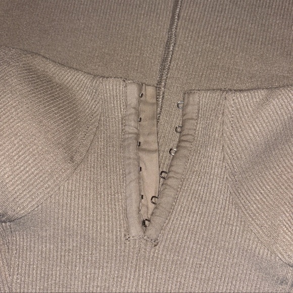 ASTR The Label Bustier‎ Tan Neutral Bodycon Mini Ribbed Dress Sz M Long Sleeve - Picture 5 of 14